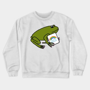 Frog Shows Support for Essential Employees with Rainbow Crewneck Sweatshirt